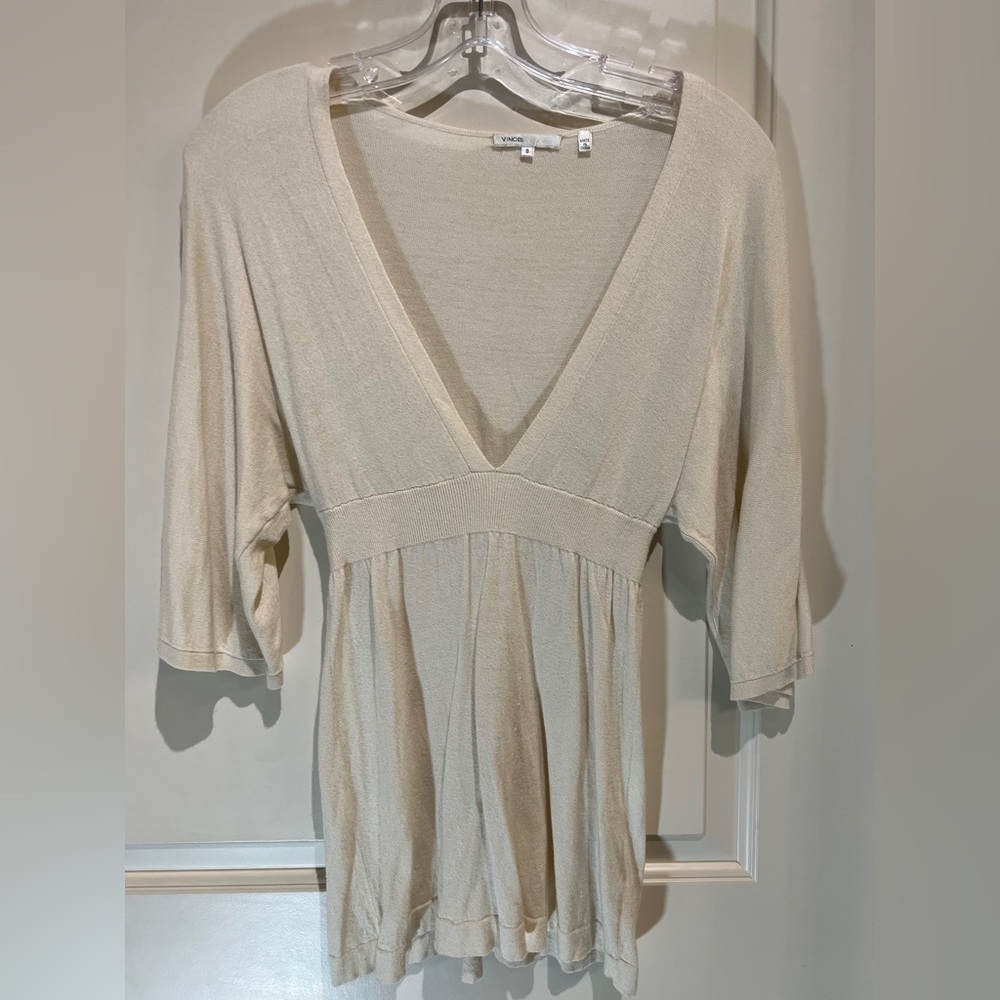 Vince V-Neck Babydoll Sweater